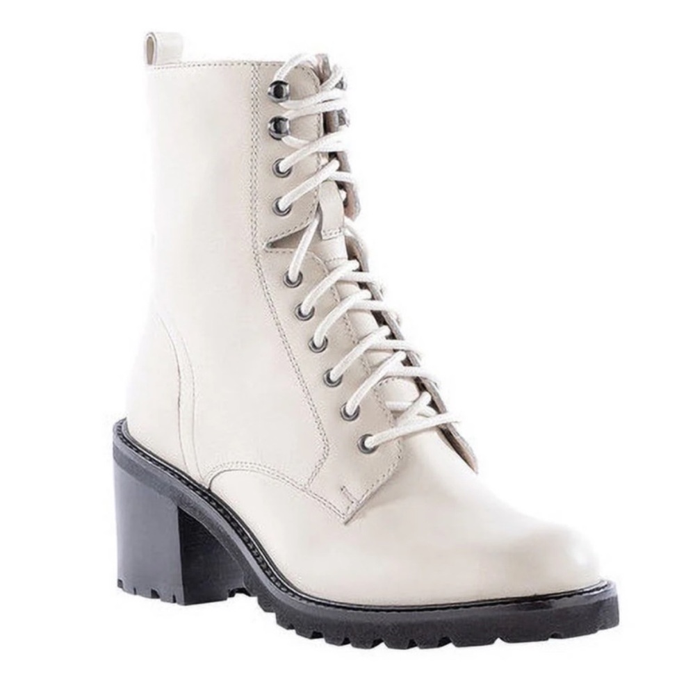 Seychelles Irresistible Combat Boot Off White Leather Size 8.5